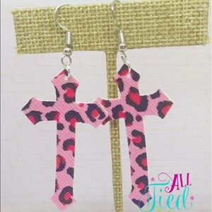 Leopard Cross Earrings